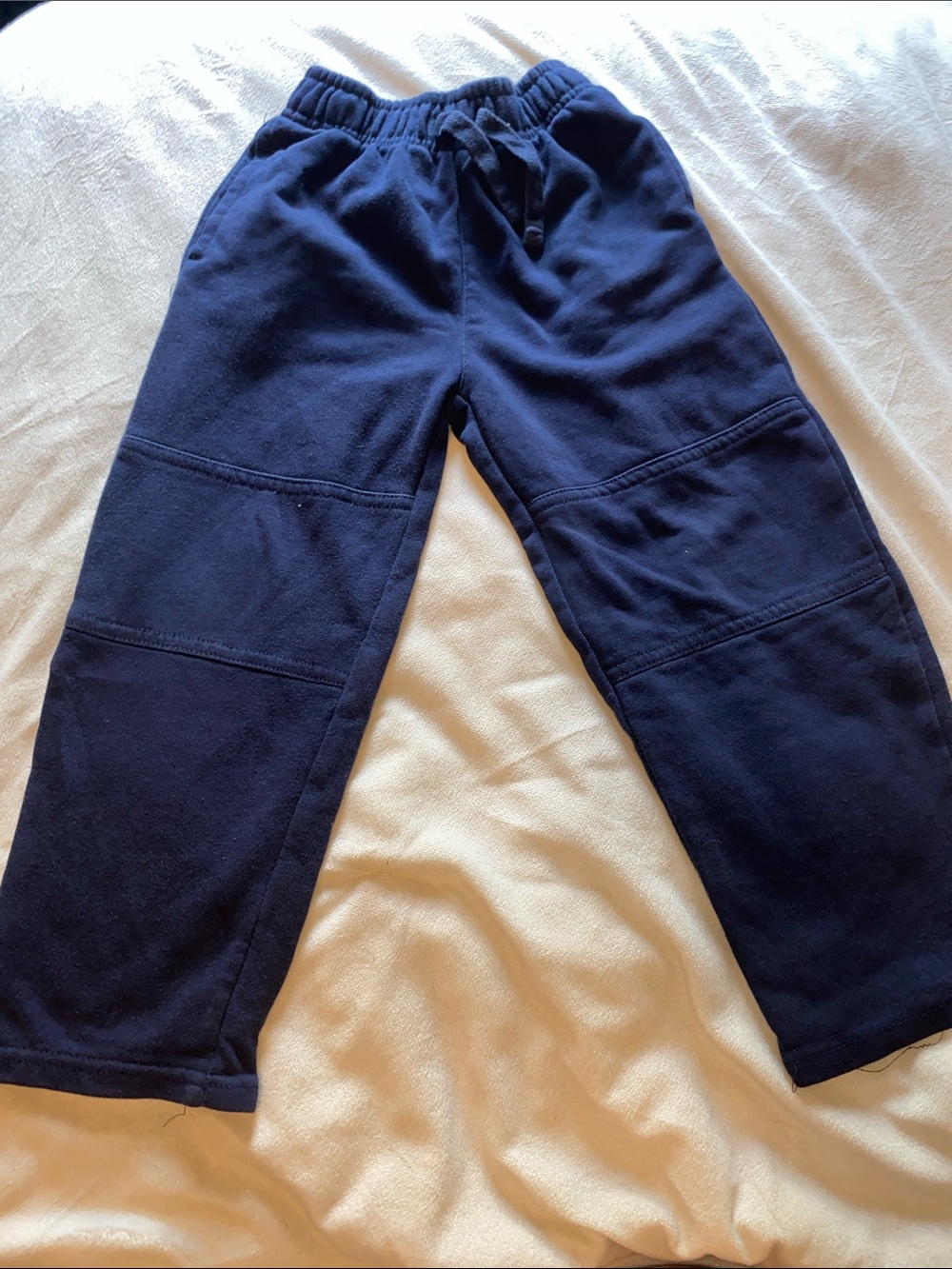 Children's Navy Fleece Jogger Pants with Elastic Waist